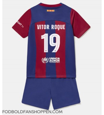 Barcelona Vitor Roque #19 Hjemmebanetrøje Børn 2023-24 Kortærmet (+ Korte bukser)